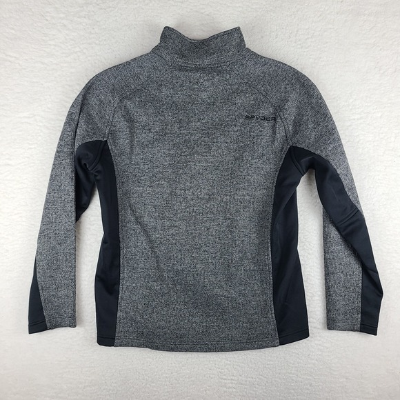 SPYDER Sweater Mens Large Dark Gray Black Quarter Zip Sweatshirt - Picture 10 of 12